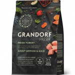 Беззерновой корм с живыми пробиотиками GRANDORF Fresh Adult MEDIUM & MAXI Turkey & Sweet Potato (Свежее мясо индейки с бататом для собак средних и крупных пород)